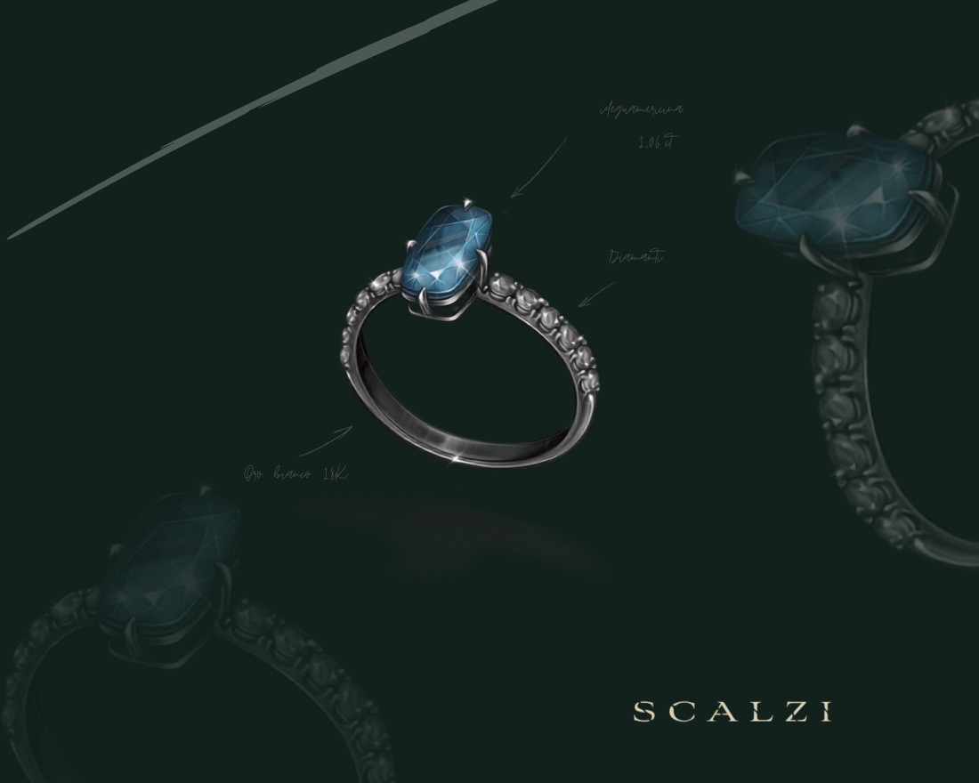 Anello con pietra centrale blu