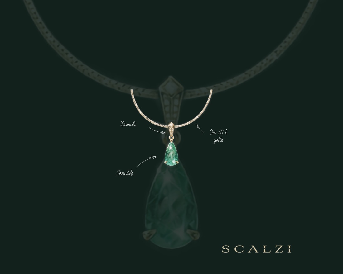 Collana con smeraldo e oro giallo